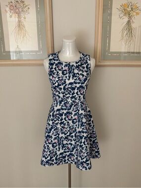 White and Blue Floral Mini Dress